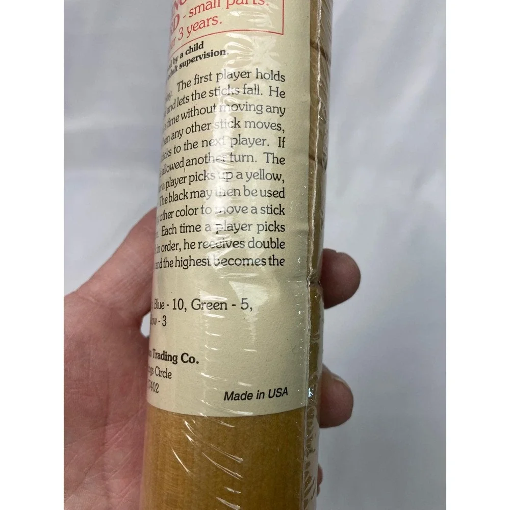 Vintage Pickup Sticks Game – Sealed Wooden Tube‎ – Classic Retro Toy